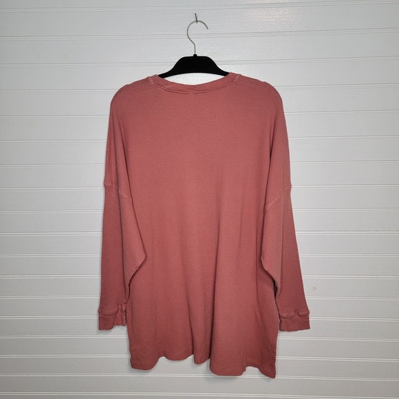 Free People Size XS Thermal Shirt Long Sleeve Oversized Boho Preppy Top Dolman - Picture 4 of 9